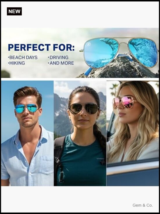 Aviator Polarized Sunglasses 100% UV Protection Metal main image 6